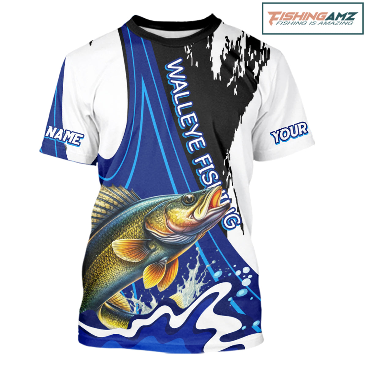 Walleye Fishing Jersey Personalized Fishing T-shirts, Angler Tournament Fishing Apparel