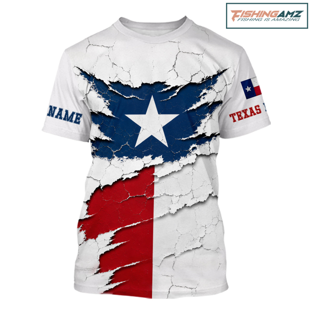 Texas Short Sleeve Fishing T-Shirts Patriotic Texas Flag UV Protection Fishing Apparel 