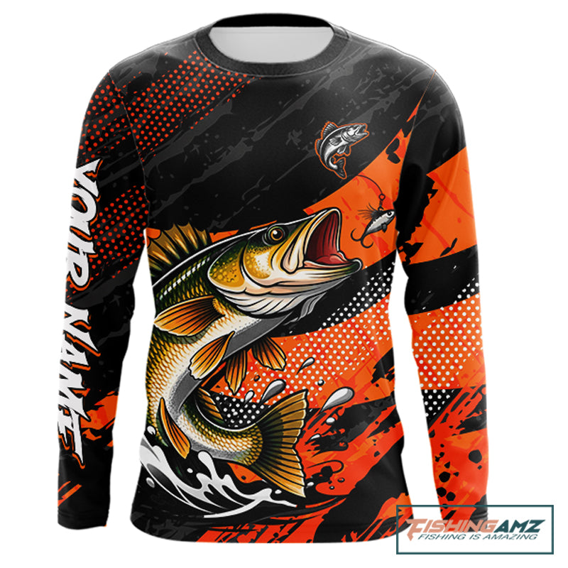Personalized Walleye Fishing Long Sleeve Tournament Shirt For Men, Performance Fishing Shirt NHT461
