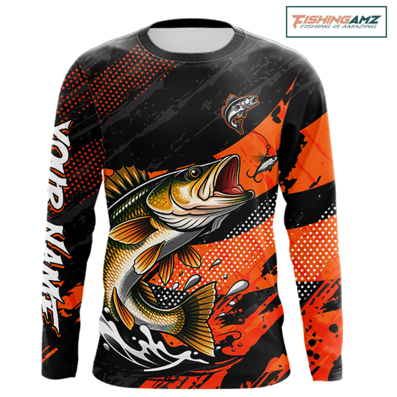Personalized Walleye Fishing Long Sleeve Tournament Shirt For Men, Performance Fishing Shirt NHT461