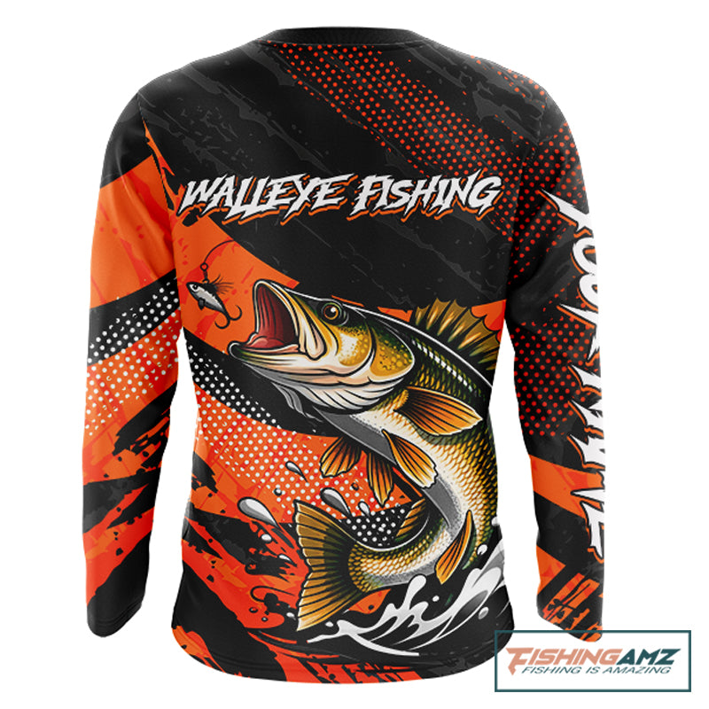 Personalized Walleye Fishing Long Sleeve Tournament Shirt For Men, Performance Fishing Shirt NHT461