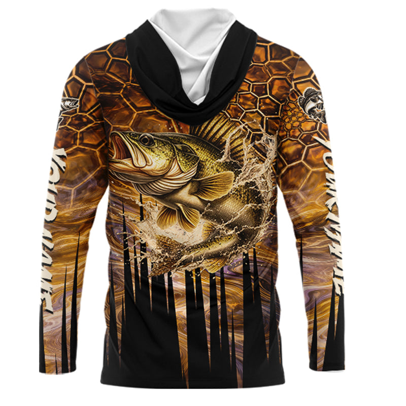 Custom Walleye Long Sleeve Tournament Camo Fishing Shirts, Walleye Fishing Jerseys NHT410