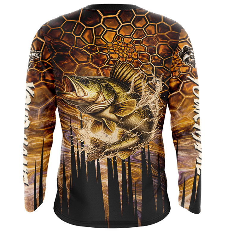 Custom Walleye Long Sleeve Tournament Camo Fishing Shirts, Walleye Fishing Jerseys NHT410