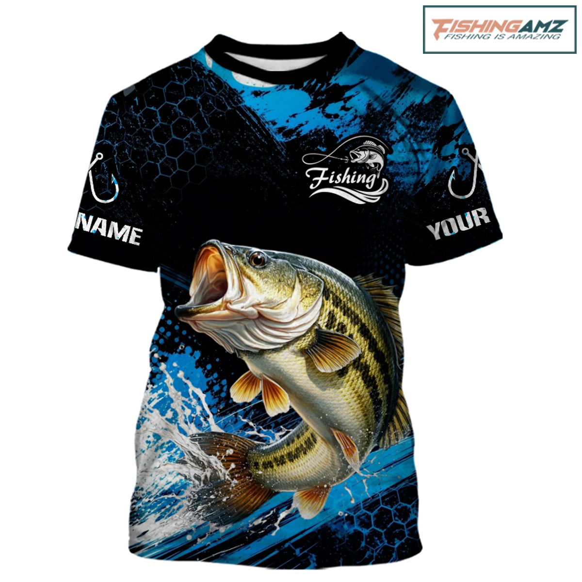 Custom Bass Fishing Jersey, Personalized Team Name Short Sleeve Performance Fishing Shirt For Men NHT1224