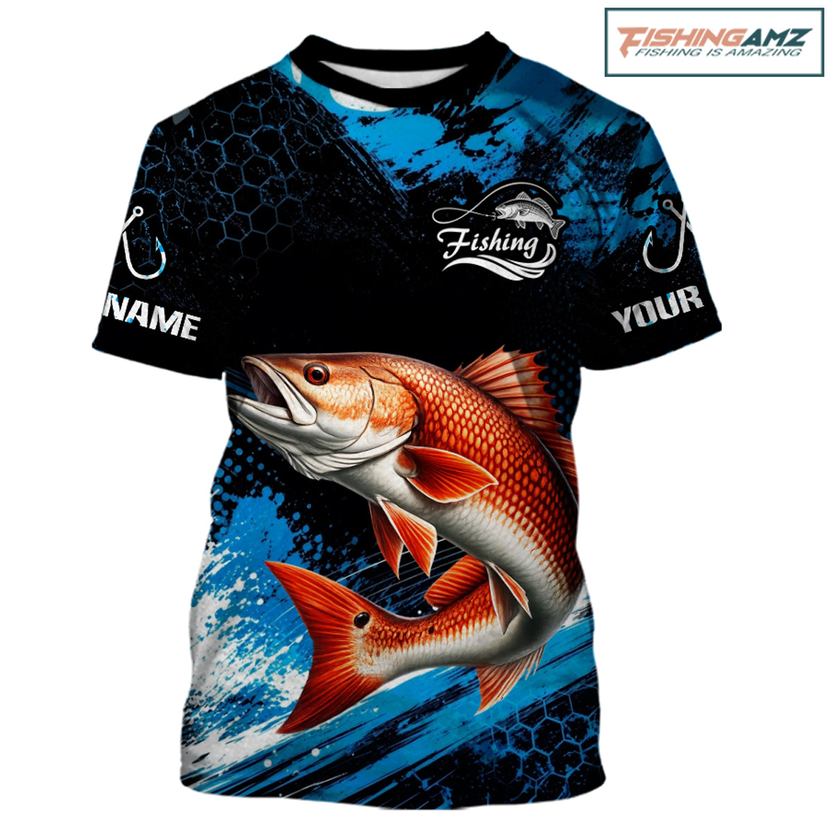 Custom Redfish Fishing Jersey, Personalized Team Name Short Sleeve Performance Fishing Shirt For Men NHT1225