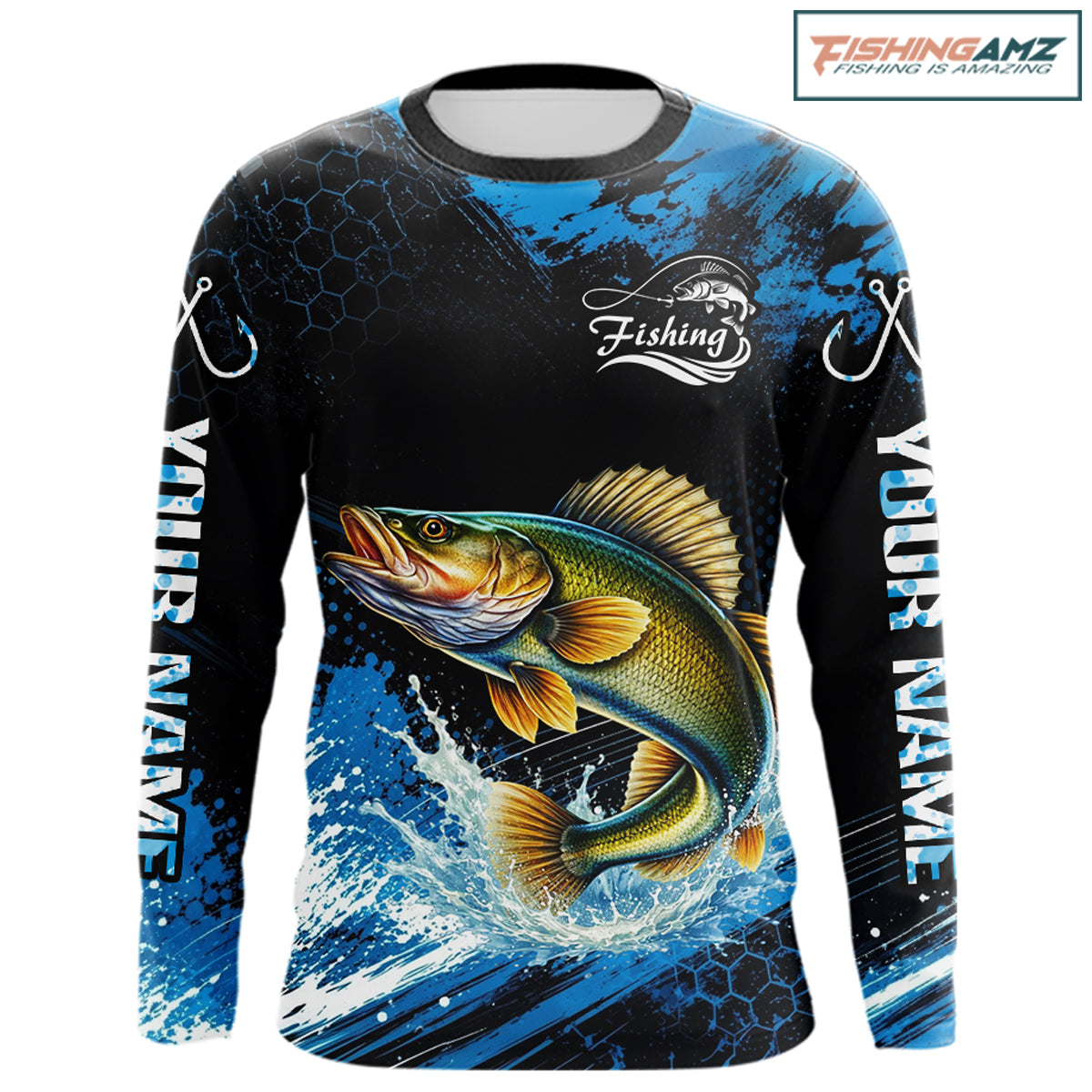 Custom Walleye Fishing Jersey long sleeve with walleye-inspired graphic and performance fit.