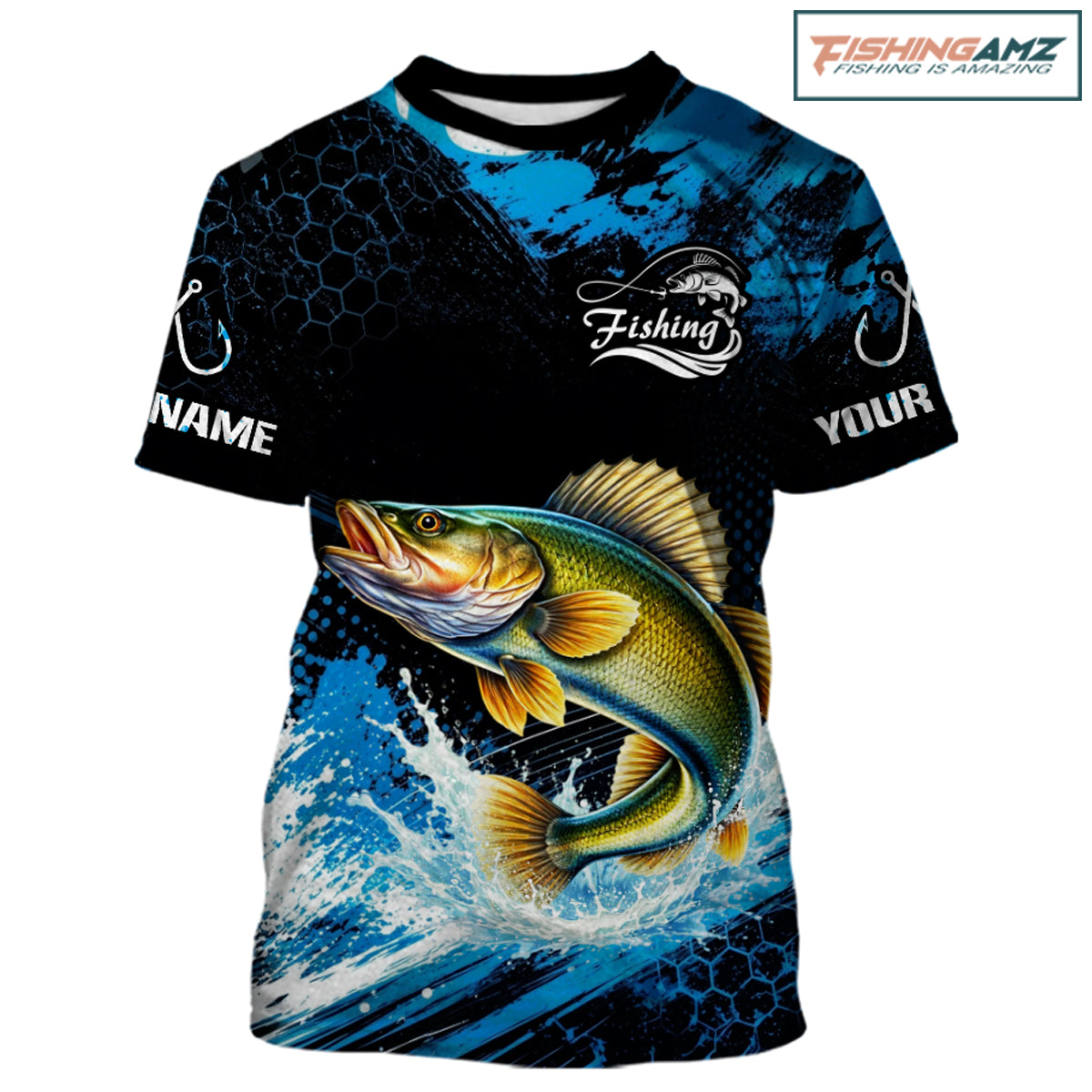 Custom Walleye Fishing Jersey, Personalized Team Name Short Sleeve Performance Fishing Shirt For Men NHT1226