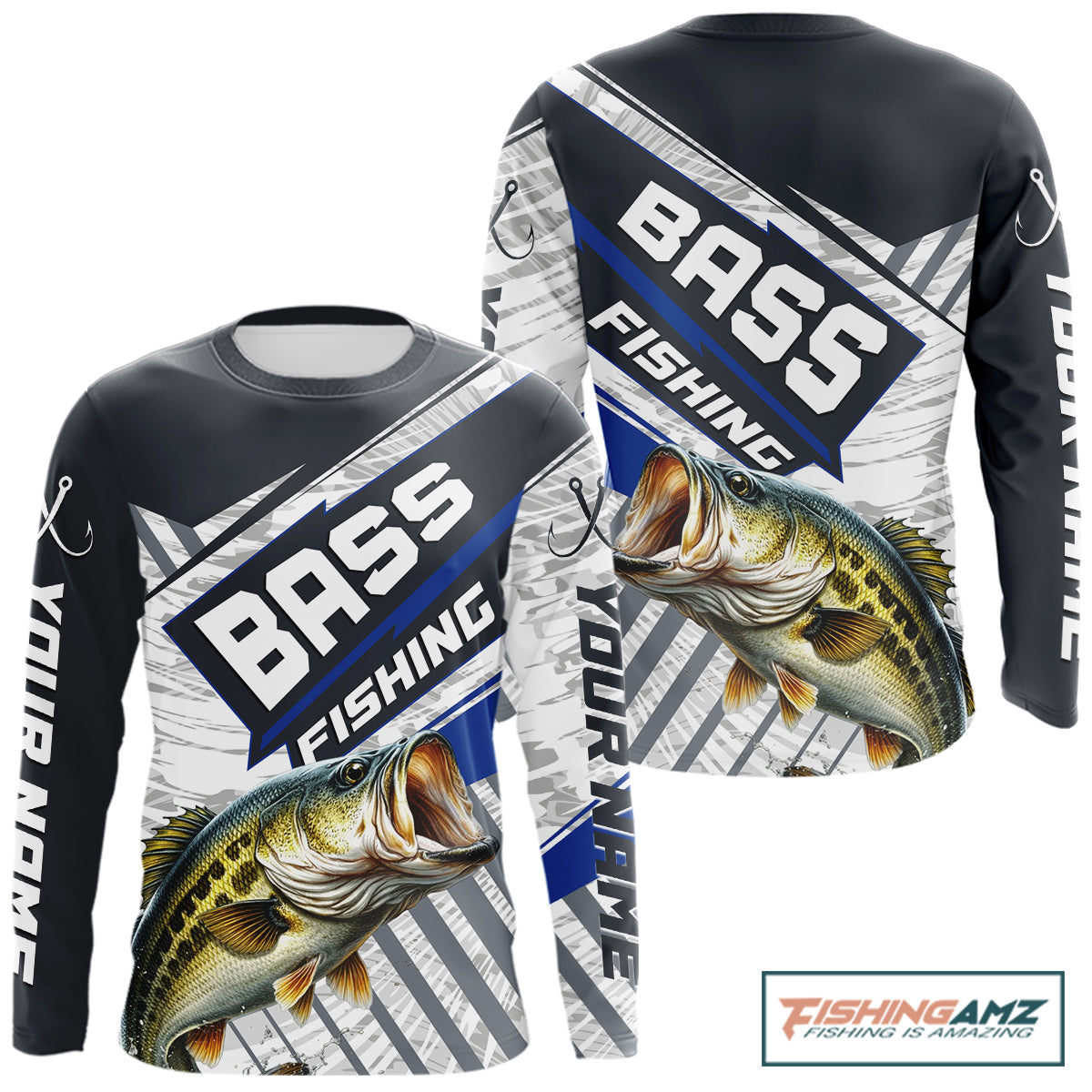 Personalized Bass Fishing Jerseys For Fishing Team, Largemouth Bass Fishing Shirts Long Sleeve NHT918