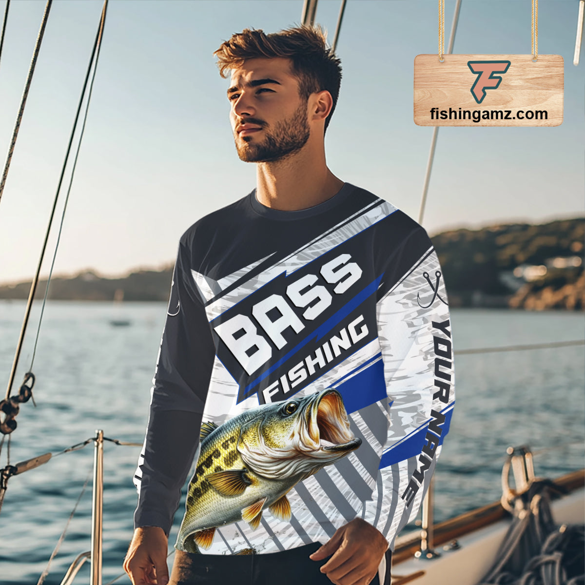 Personalized Bass Fishing Jerseys For Fishing Team, Largemouth Bass Fishing Shirts Long Sleeve NHT918