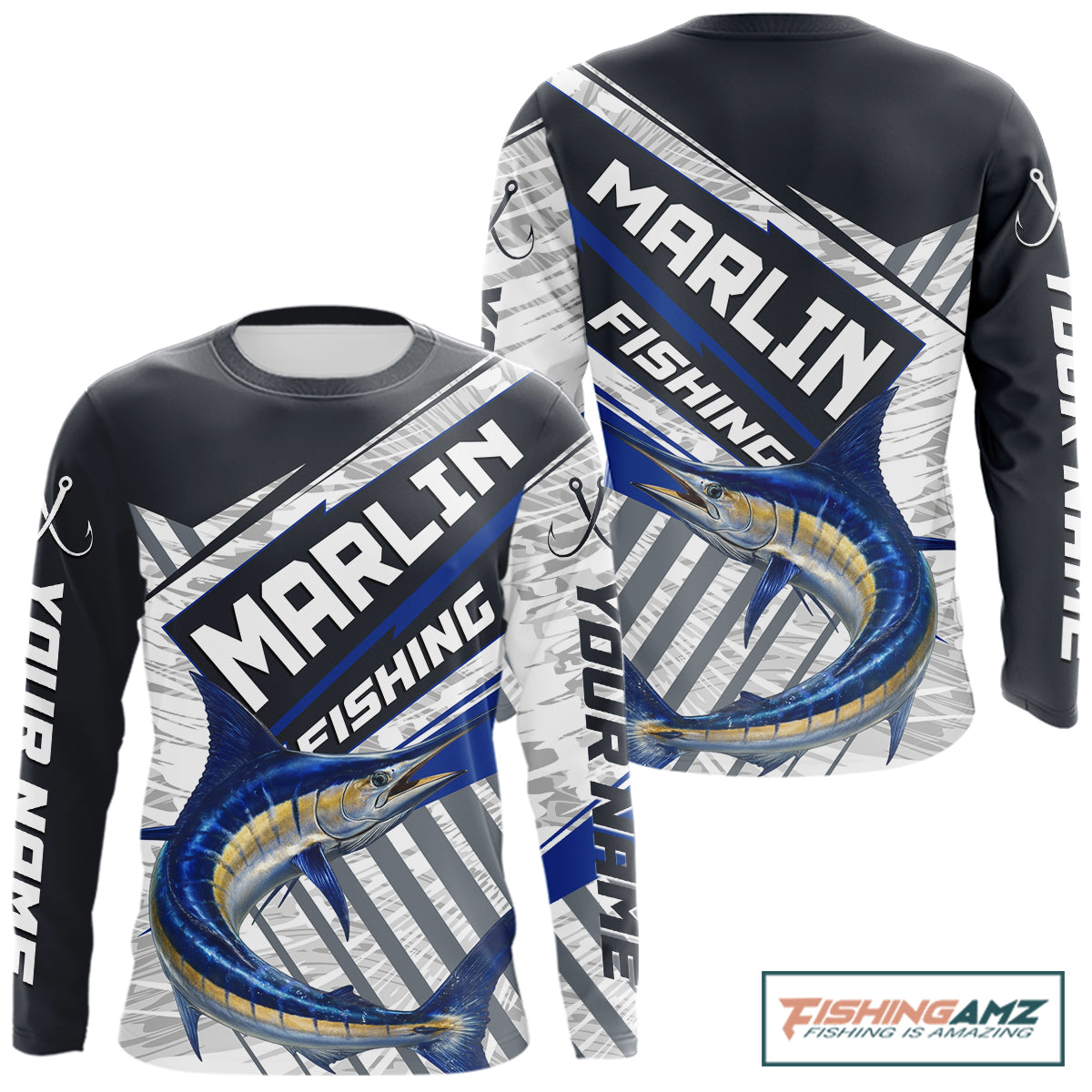 Personalized Marlin Fishing Jerseys For Fishing Team, Marlin Fishing Shirts Long Sleeve NHT919