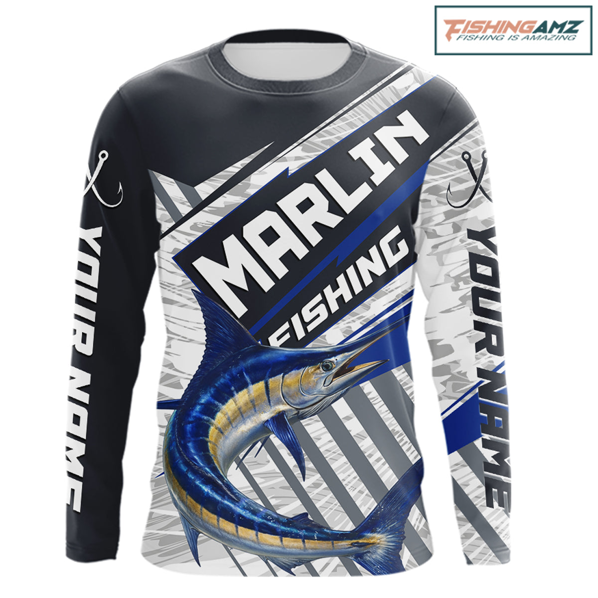 Personalized Marlin Fishing Jerseys For Fishing Team, Marlin Fishing Shirts Long Sleeve NHT919