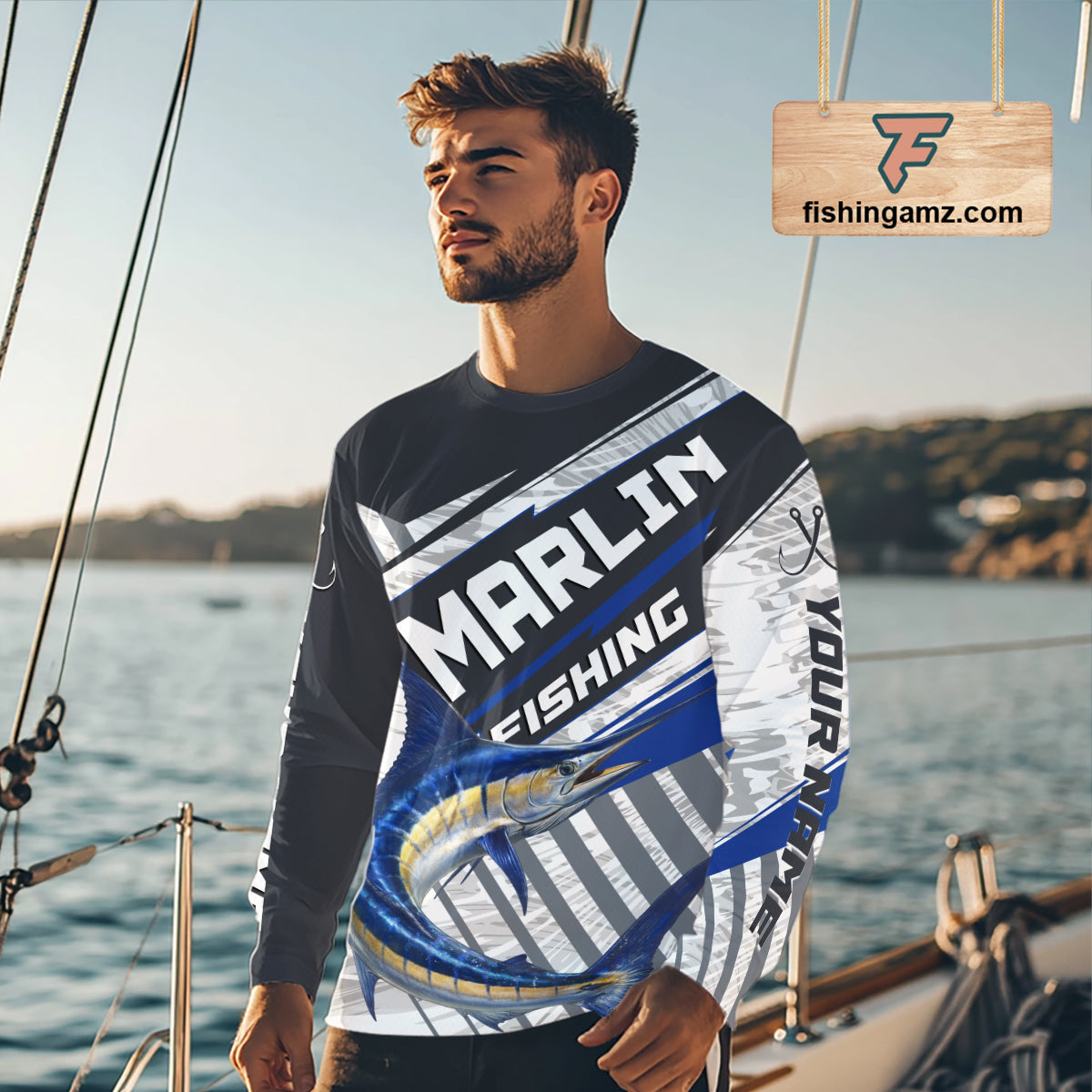 Personalized Marlin Fishing Jerseys For Fishing Team, Marlin Fishing Shirts Long Sleeve NHT919