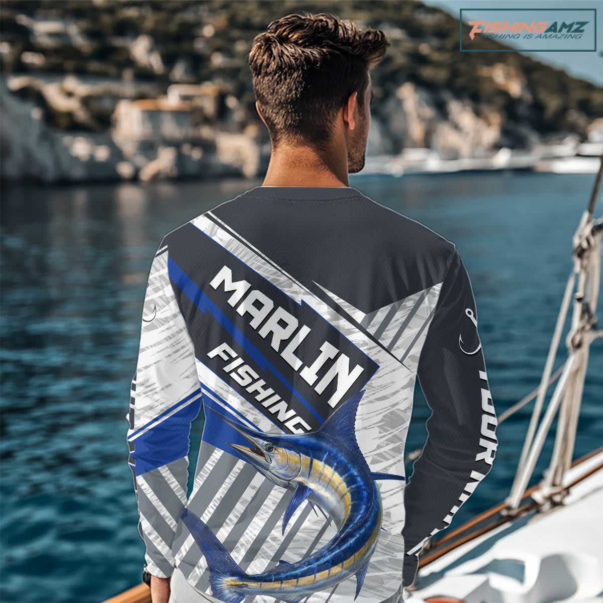 Personalized Marlin Fishing Jerseys For Fishing Team, Marlin Fishing Shirts Long Sleeve NHT919