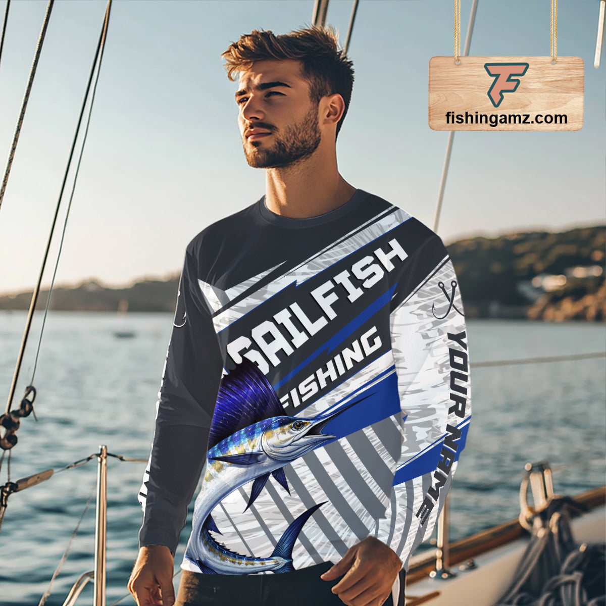 Personalized Sailfish Fishing Jerseys For Fishing Team, Sailfish Fishing Shirts Long Sleeve NHT920