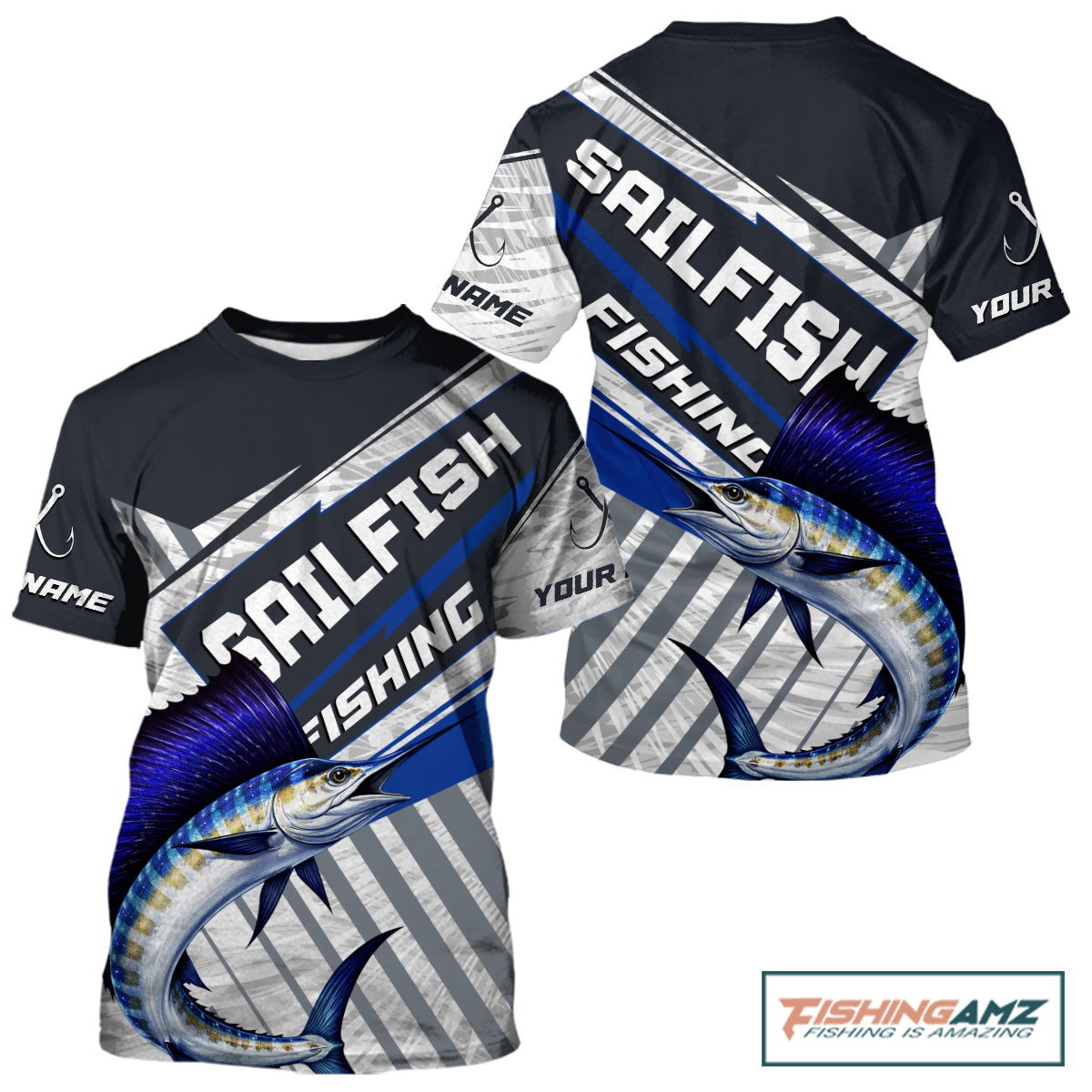 Personalized Sailfish Fishing Jerseys For Fishing Team, Sailfish Short Sleeve Fishing T-Shirt NHT920