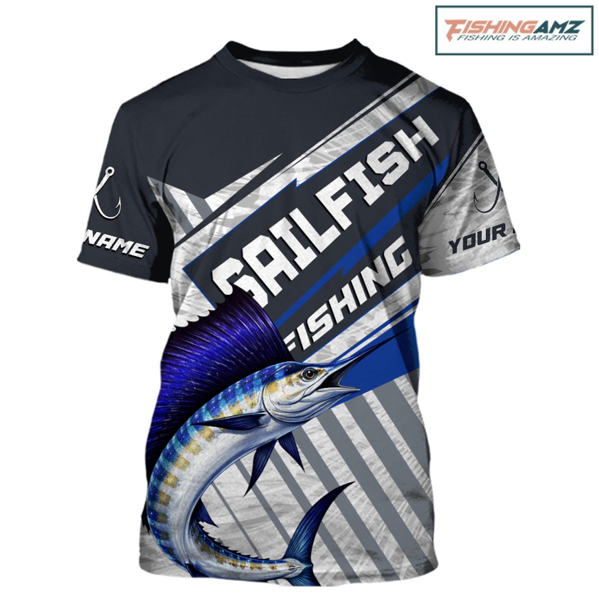 Personalized Sailfish Fishing Jerseys For Fishing Team, Sailfish Short Sleeve Fishing T-Shirt NHT920