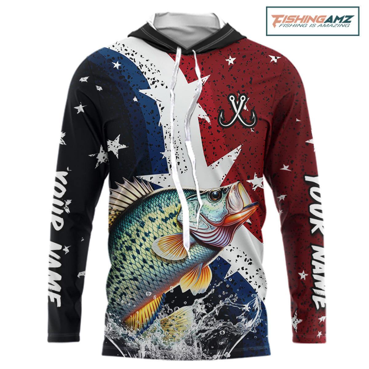 Personalized Texas Flag Crappie Fishing Shirt Jerseys, Texas Crappie Fishing Shirts Long Sleeve Hooded For Men NHT759
