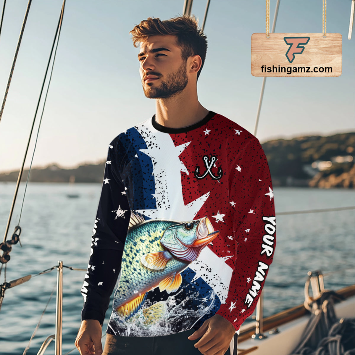 Personalized Texas Flag Crappie Fishing Shirt Jerseys, Texas Crappie Fishing Shirts Long Sleeve For Men NHT759