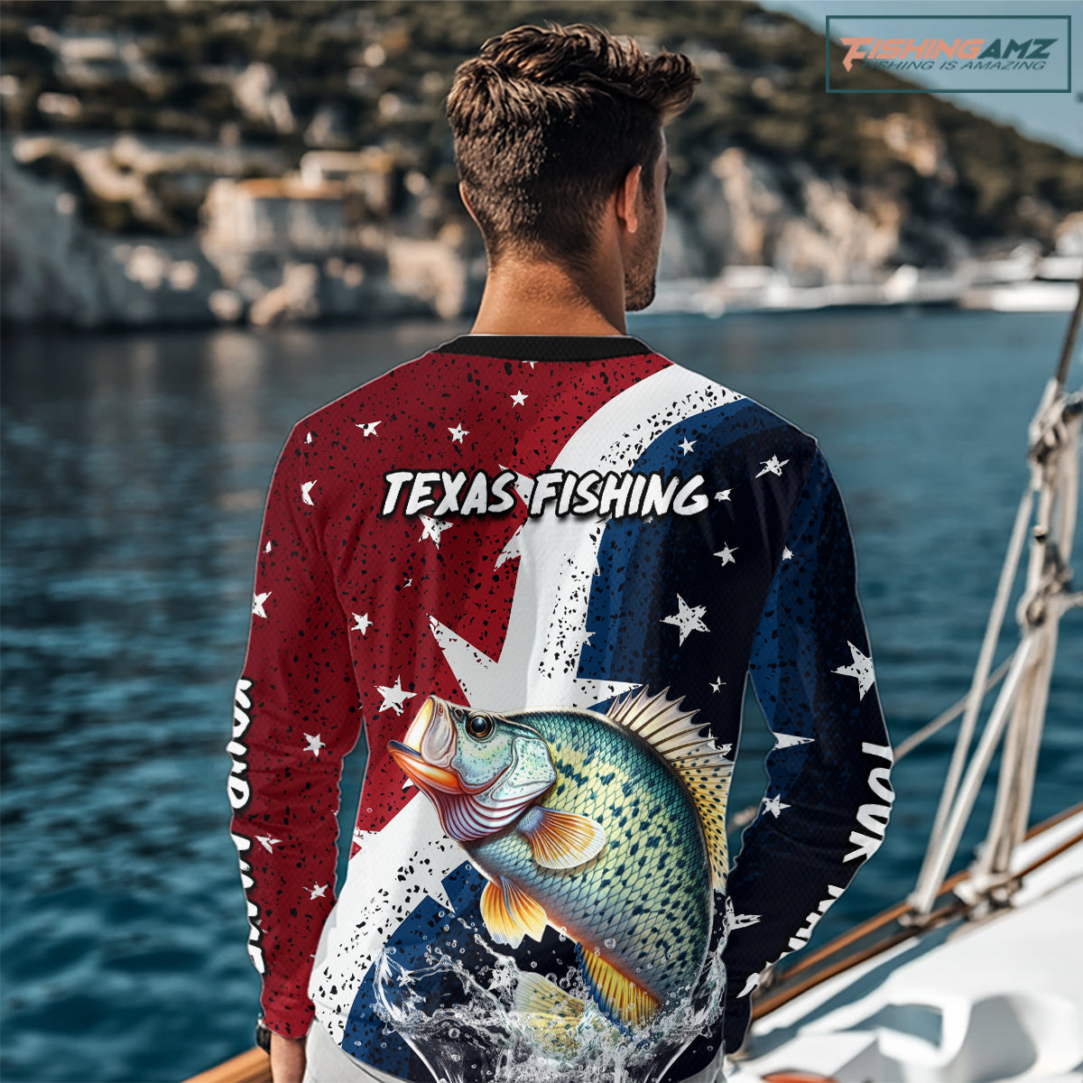 Personalized Texas Flag Crappie Fishing Shirt Jerseys, Texas Crappie Fishing Shirts Long Sleeve For Men NHT759