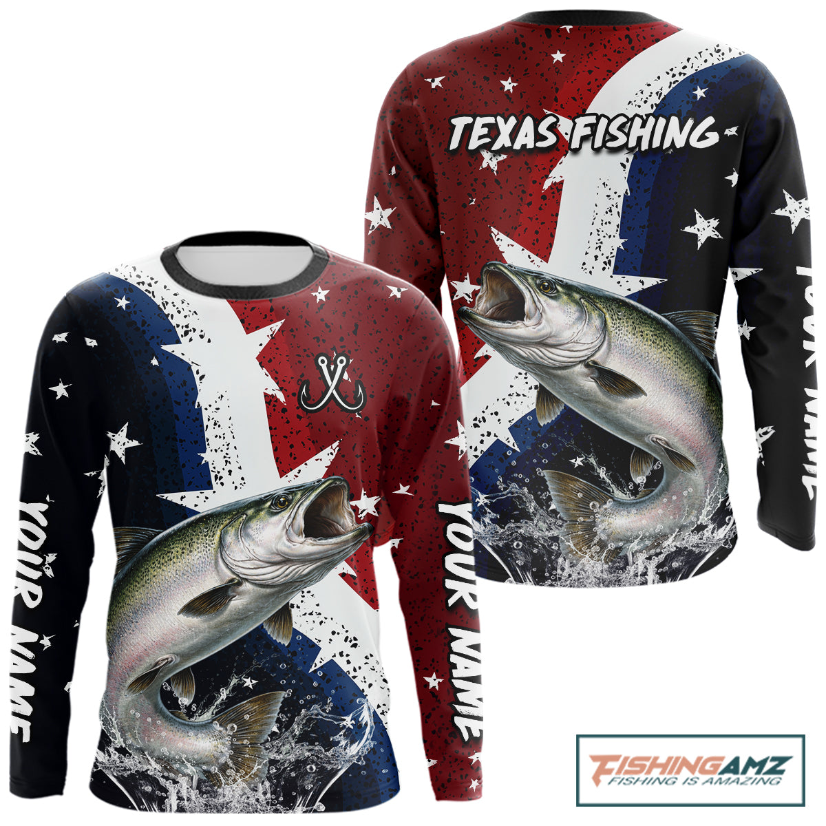 Personalized Texas Flag Chinook Salmon Fishing Shirt Jerseys, Texas Chinook Salmon Fishing Shirts Long Sleeve For Men NHT761