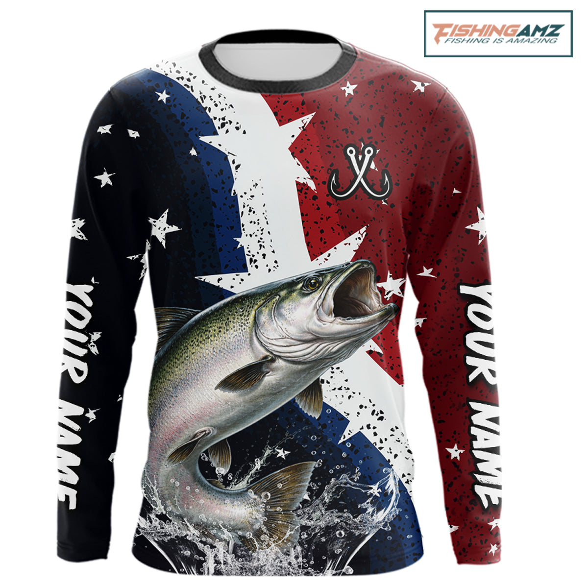 Personalized Texas Flag Chinook Salmon Fishing Shirt Jerseys, Texas Chinook Salmon Fishing Shirts Long Sleeve For Men NHT761