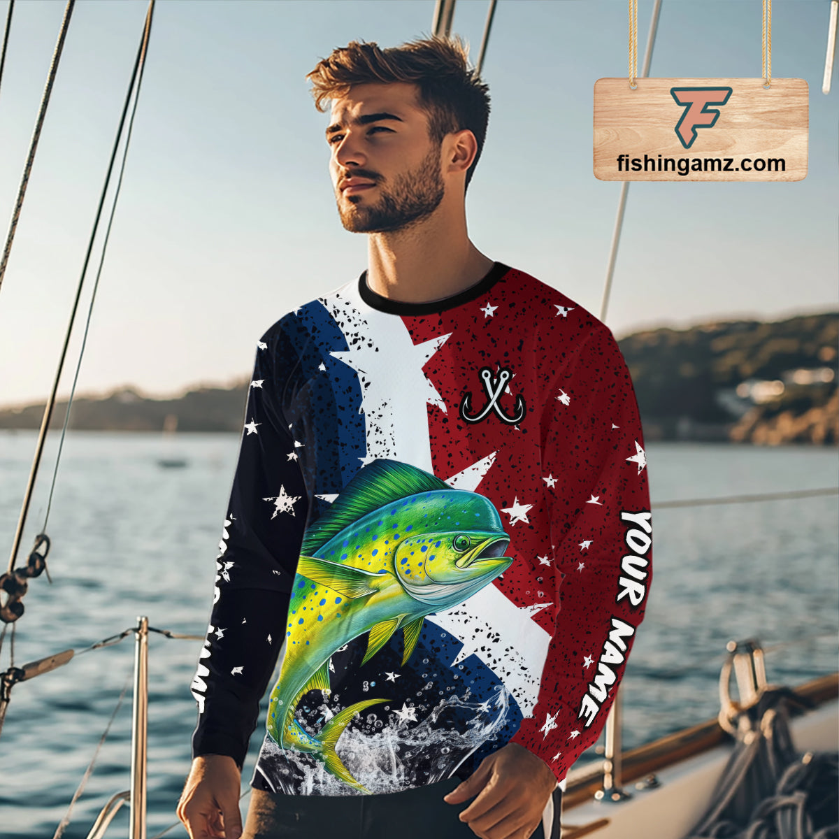 Personalized Texas Flag Mahi Mahi  Fishing Shirt Jerseys, Texas Dorado Fishing Shirts Long Sleeve For Men NHT762