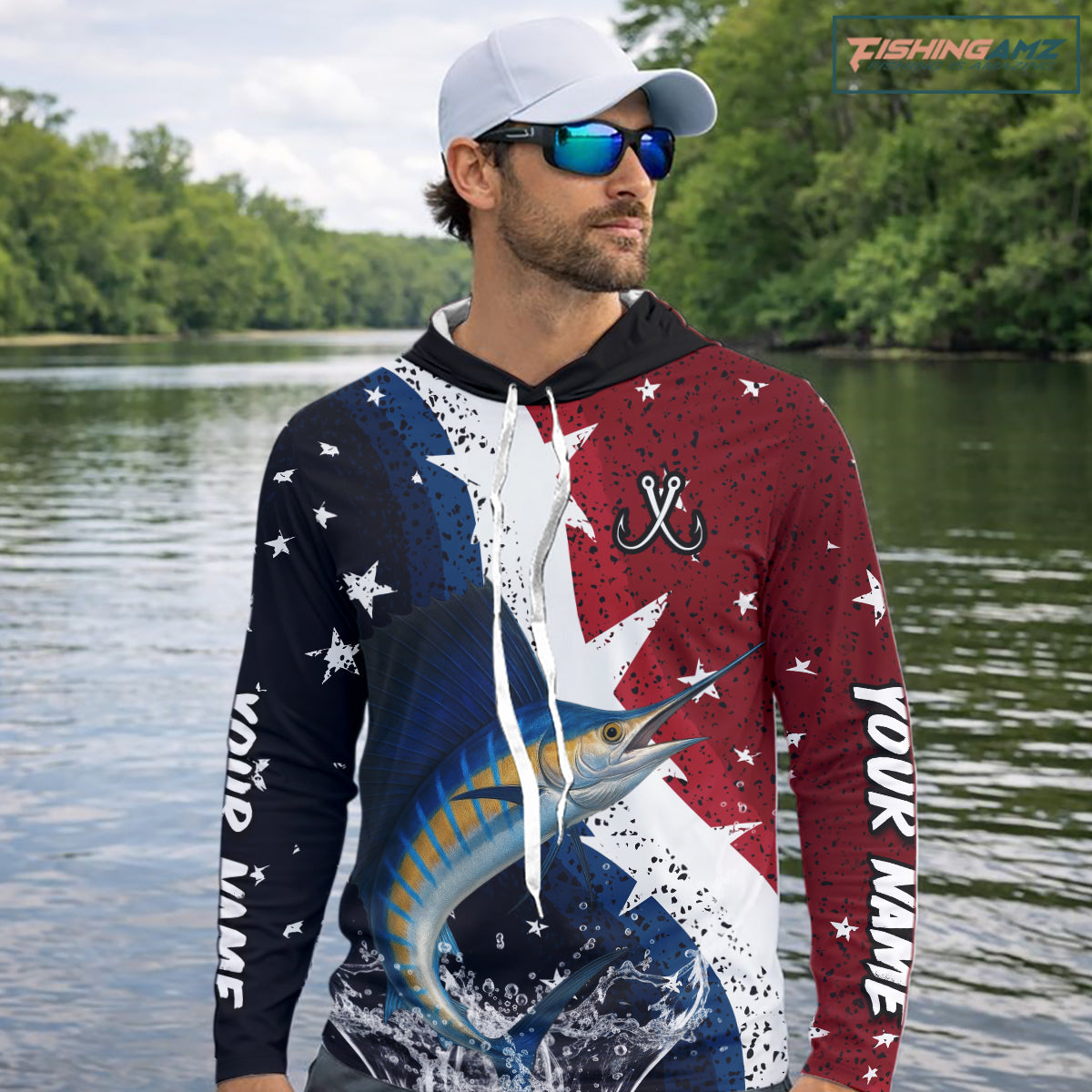 Personalized Texas Flag Sailfish Fishing Shirt Jerseys, Texas Sailfish Fishing Shirts Long Sleeve Hooded For Men NHT763