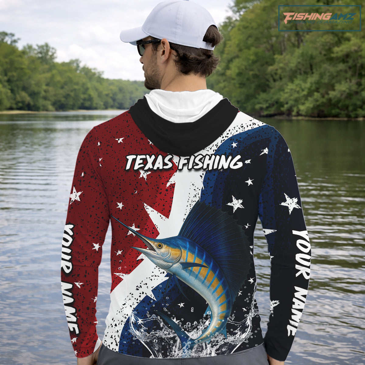 Personalized Texas Flag Sailfish Fishing Shirt Jerseys, Texas Sailfish Fishing Shirts Long Sleeve Hooded For Men NHT763