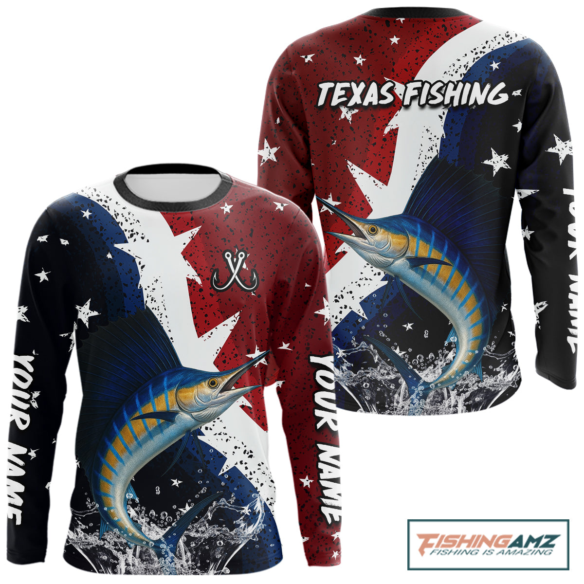 Personalized Texas Flag Sailfish  Fishing Shirt Jerseys, Texas Sailfish Fishing Shirts Long Sleeve For Men NHT763