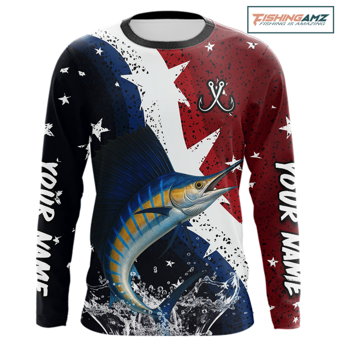 Personalized Texas Flag Sailfish  Fishing Shirt Jerseys, Texas Sailfish Fishing Shirts Long Sleeve For Men NHT763