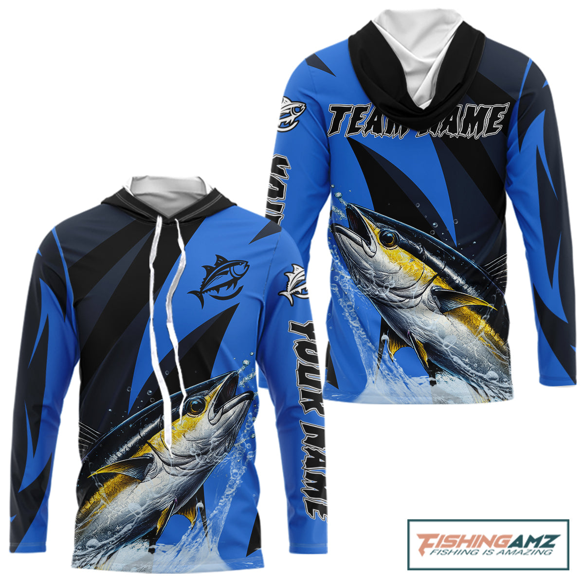 Tuna Saltwater Fishing Jerseys, Tuna Fishing Performance Fishing Shirts Long Sleeve Hooded NHT582