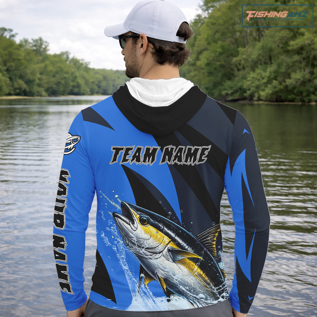 Tuna Saltwater Fishing Jerseys, Tuna Fishing Performance Fishing Shirts Long Sleeve Hooded NHT582