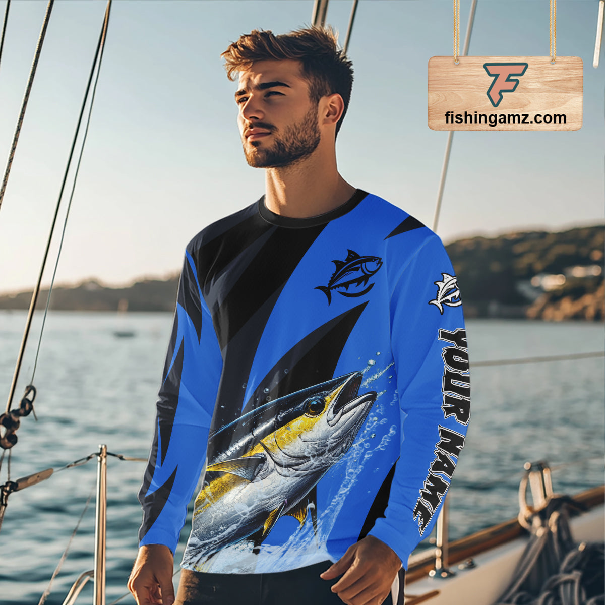 Tuna Saltwater Fishing Jerseys, Tuna Fishing Performance Fishing Shirts Long Sleeve NHT582