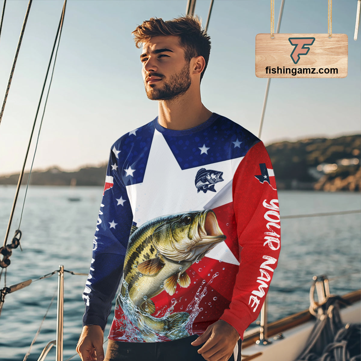 Design Texas Flag Bass Performance Fishing Shirts, Custom Texas Bass Fishing Jersey NHT609