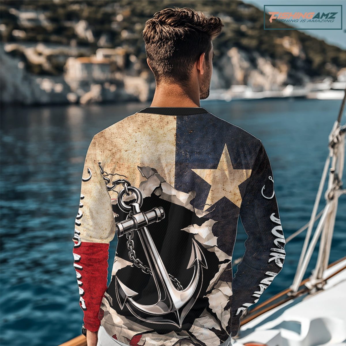 Patriotic Anchor Fishing Shirts Long Sleeve – Texas Flag Vintage Anchor Fisherman Shirt NHT610