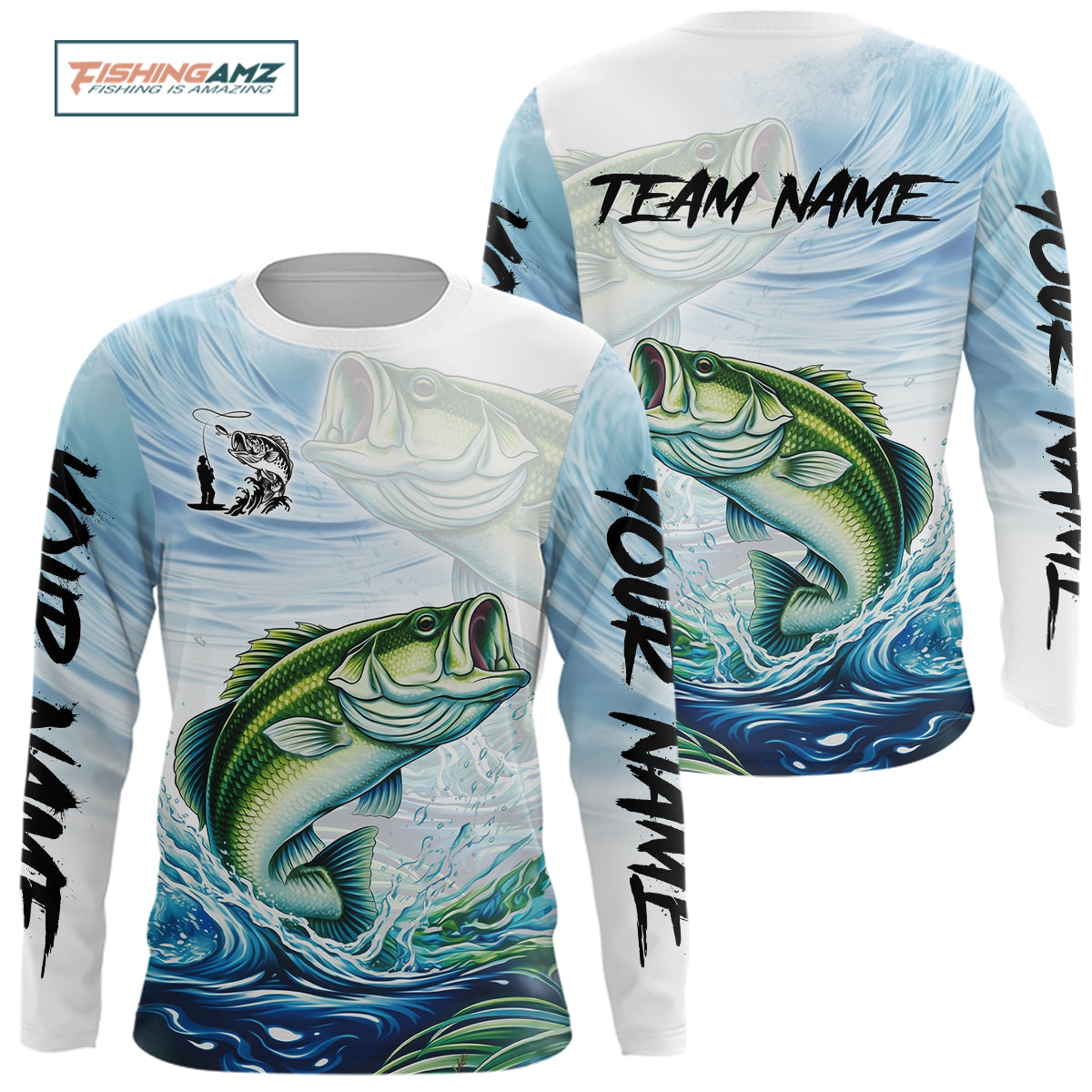 Bass Fishing Shirts Long Sleeve Customized Name Shirts, Largemouth Bass Fishing Jerseys NHT384