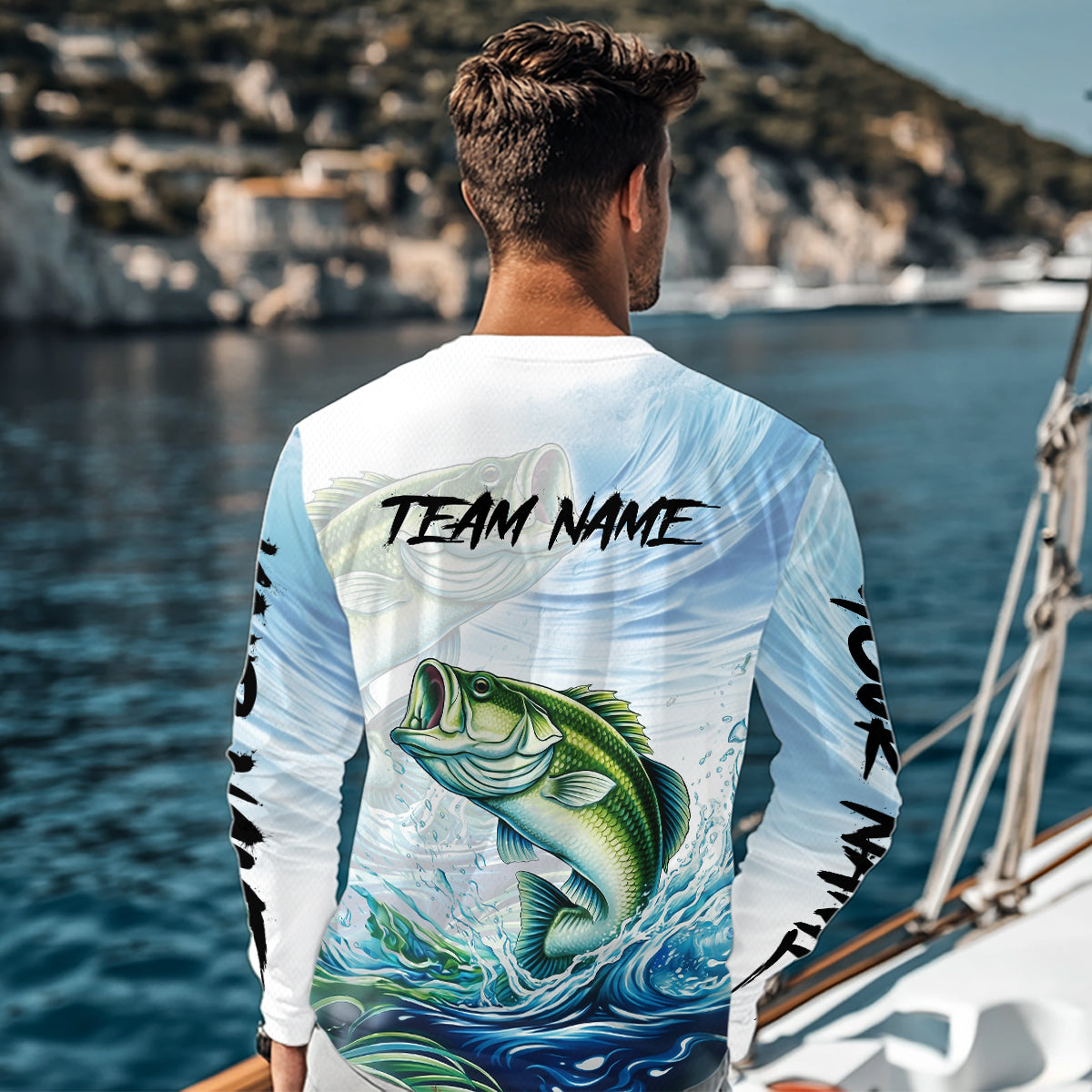 Bass Fishing Shirts Long Sleeve Customized Name Shirts, Largemouth Bass Fishing Jerseys NHT384