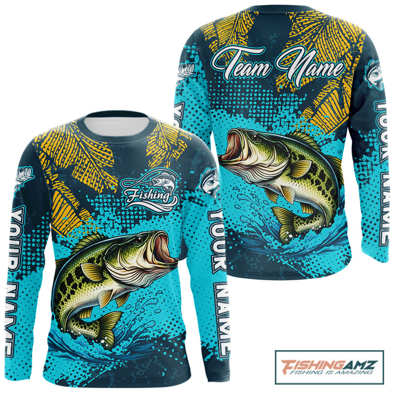 Custom Largemouth Bass Fishing Long Sleeve Tournament Shirts, Bass Fishing Shirts For Men NHT508