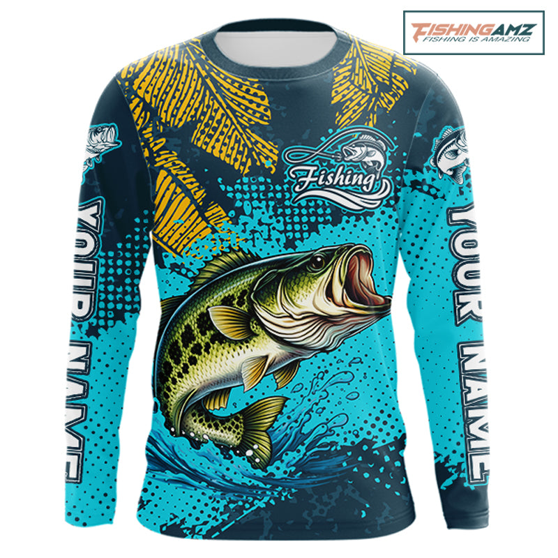 Custom Largemouth Bass Fishing Long Sleeve Tournament Shirts, Bass Fishing Shirts For Men NHT508