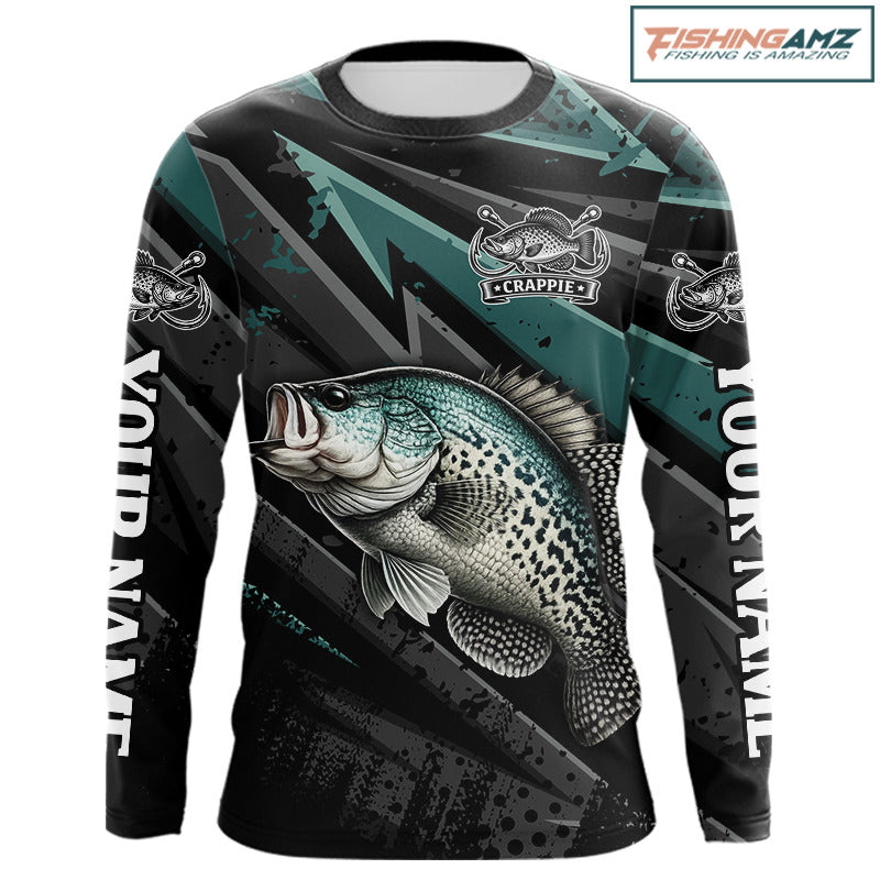 Crappie Custom Long Sleeve Performance Fishing Shirts, Crappie Hunter Fishing Shirt NHT525