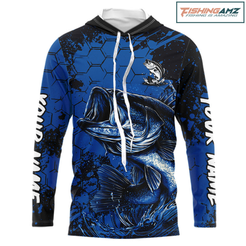 Personalized Bass Fishing Jerseys For Fishing Team, Bass Fishing Shirts Long Sleeve Hooded NHT526