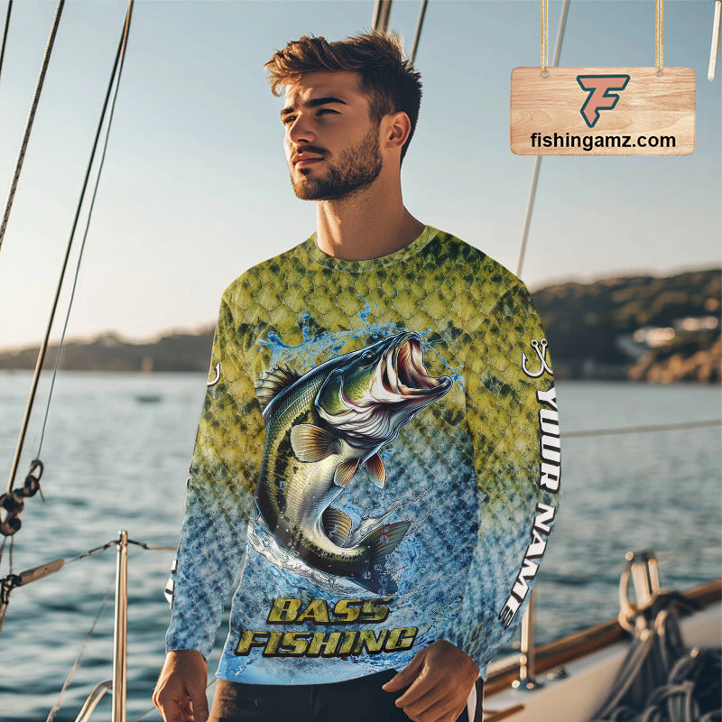 Largemouth Bass Fishing Shirts Long Sleeve, Beautiful Bass Fishing Shirts For Men NHT403