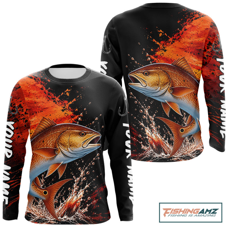 Redfish Fishing Jersey, Red Drum Fish Long Sleeve Shirt, Sport Fishing Shirt For Men NHT1536