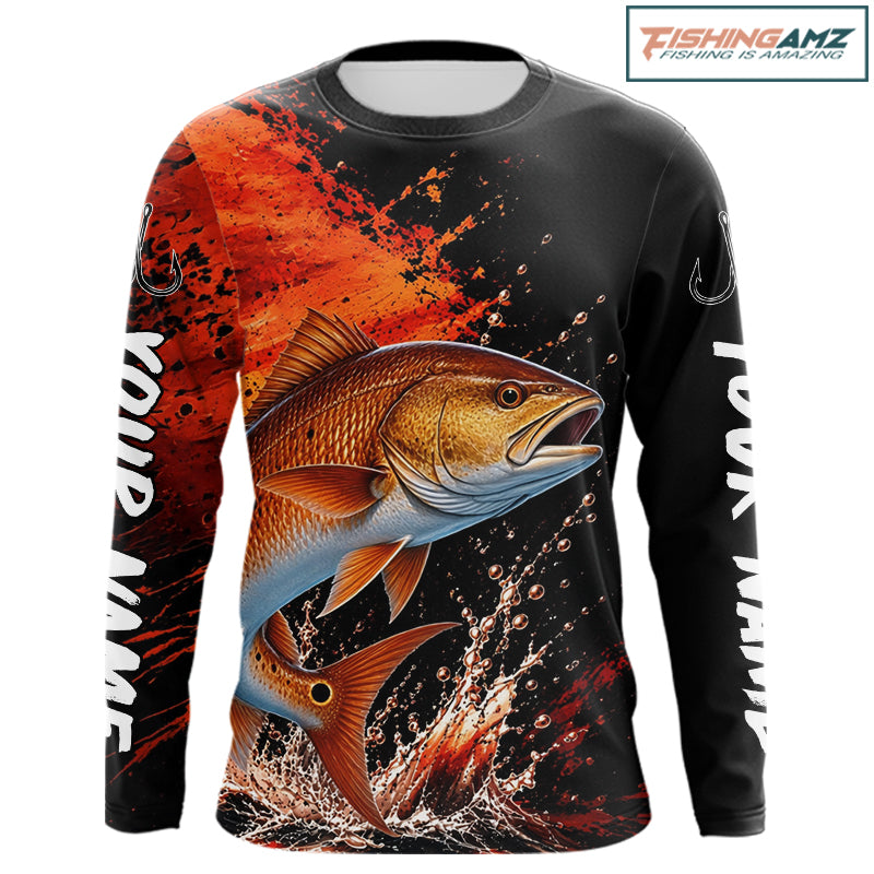 Redfish Fishing Jersey, Red Drum Fish Long Sleeve Shirt, Sport Fishing Shirt For Men NHT1536
