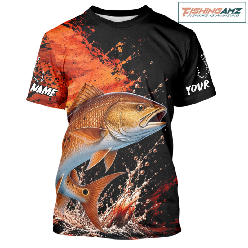 Redfish Fishing Jersey, Red Drum Fish Short Sleeve Shirt, Sport Fishing Shirt For Men NHT1536