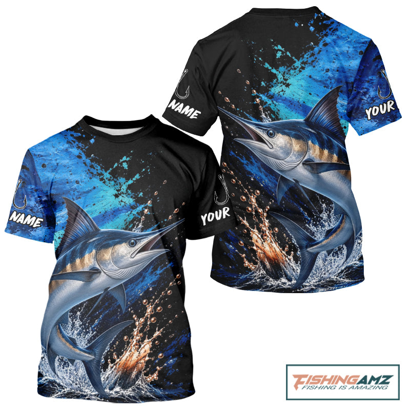 Marlin Fishing Jersey, Marlin Fish Short Sleeve Shirt, Sport Fishing Shirt For Men NHT1537
