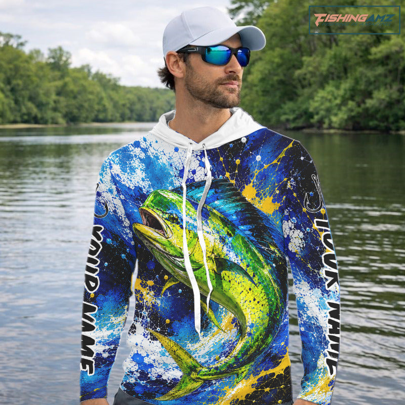 Custom Mahi Mahi Fishing Jersey – Saltwater Fishing Shirt Long Sleeve Hooded For Men NHT988