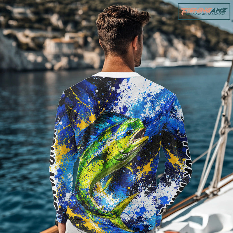 Custom Mahi Mahi Fishing Jersey – Saltwater Fishing Shirt Long Sleeve For Men