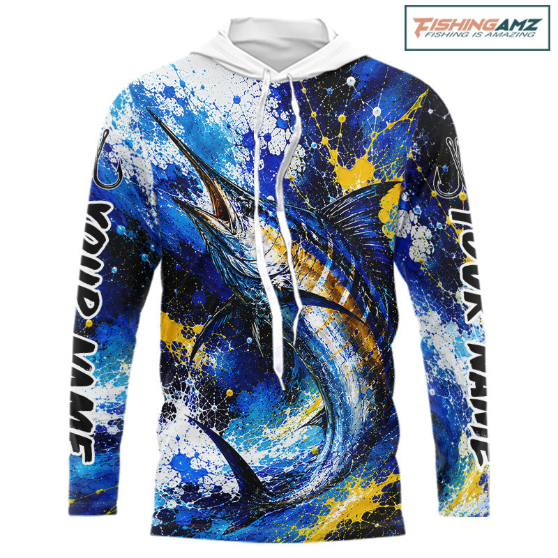 Custom Marlin Fishing Jersey – Saltwater Fishing Shirt Long Sleeve Hooded For Men