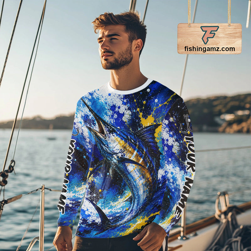 Custom Marlin Fishing Jersey – Saltwater Fishing Shirt Long Sleeve For Men NHT989